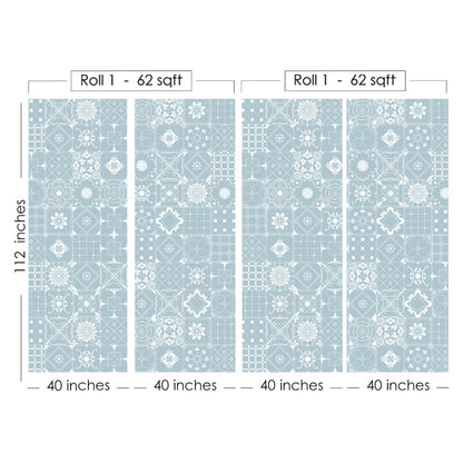 Viran Moroccan Blue & White Tiles Design Wallpaper | Multiple Options Soft feel