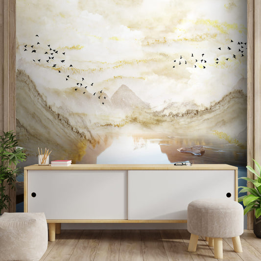 Beige Marble Effect Scenery Wallpaper For Bedrooms | Multiple Options Soft feel
