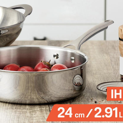 Meyer Durable Stainless Steel Sautepan | Safe For All Cooktops |  2.91 Ltr