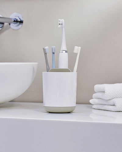 Premium Build White Shade Duo Toothbrush Holder | 4 x 5 inches