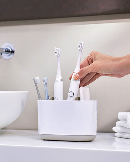 Elegant Design Duo White Shade Toothbrush Holder | 4 x 7 x 5 inches