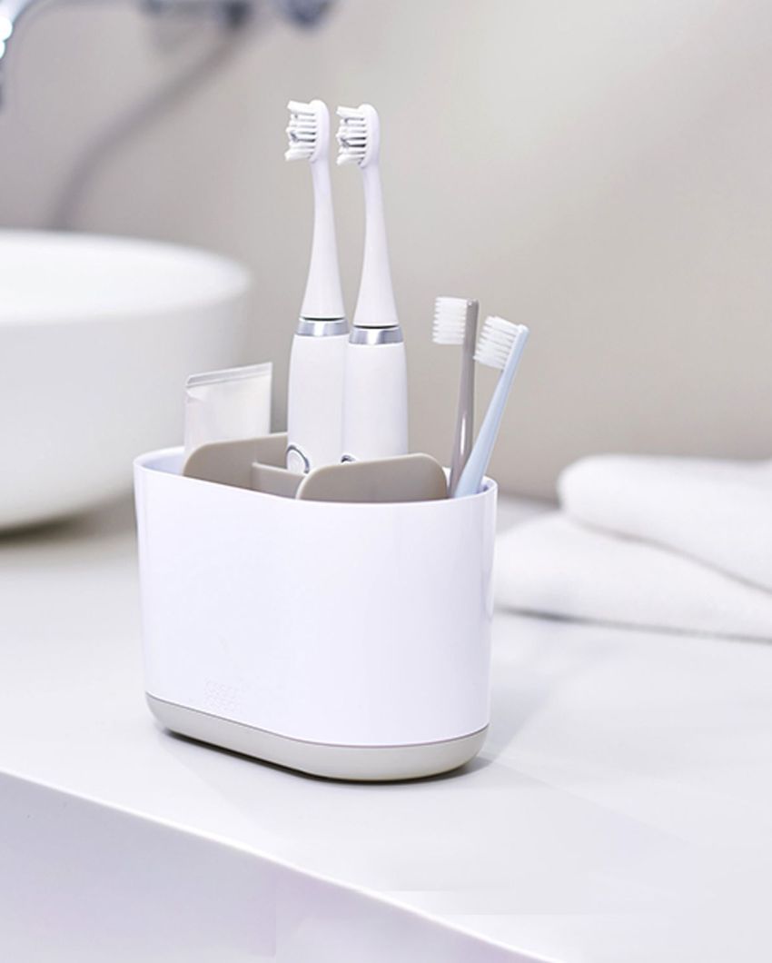 Elegant Design Duo White Shade Toothbrush Holder | 4 x 7 x 5 inches