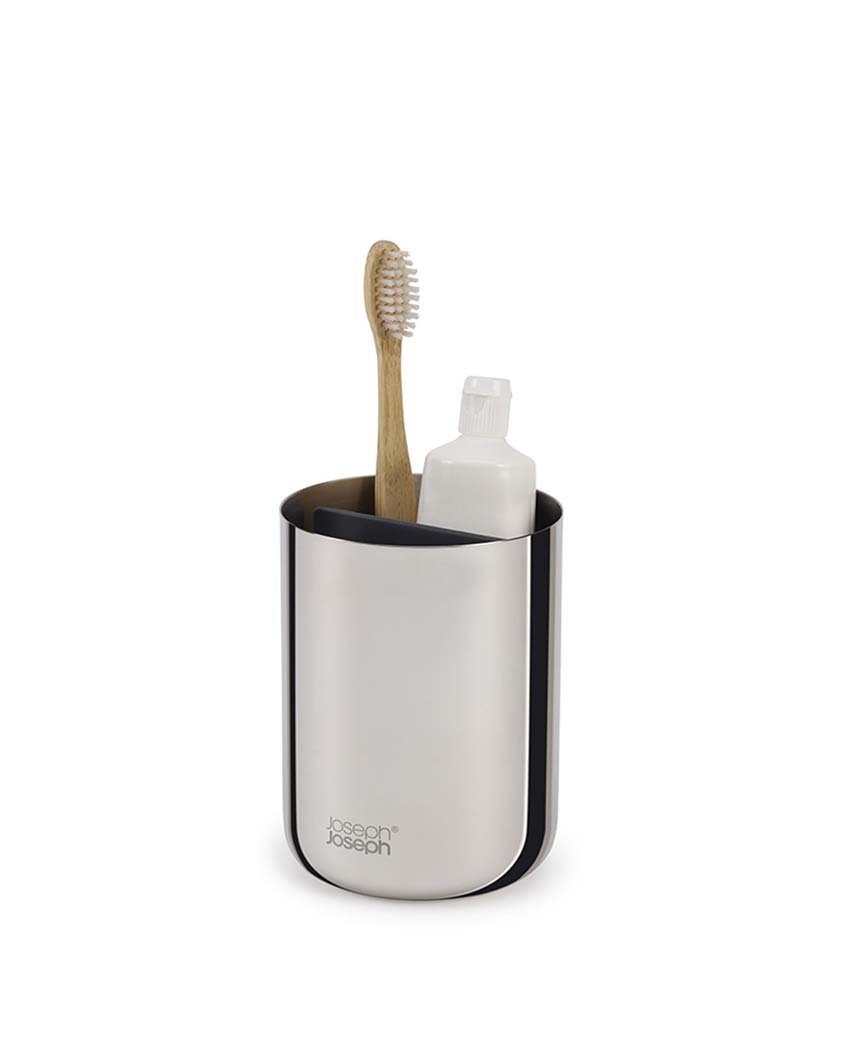 Easy Store Luxe Stainless Steel Toothbrush Caddy 3.5 Inch
