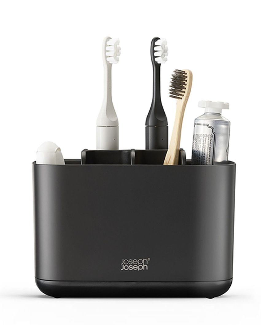 Elegant Matt Black Finish Large Toothbrush Holder | 4 x 7 x 5 inches