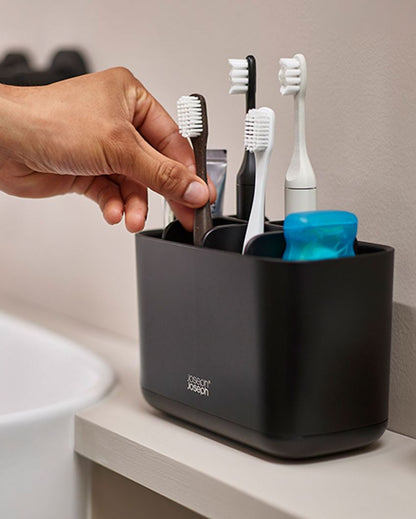 Elegant Matt Black Finish Large Toothbrush Holder | 4 x 7 x 5 inches