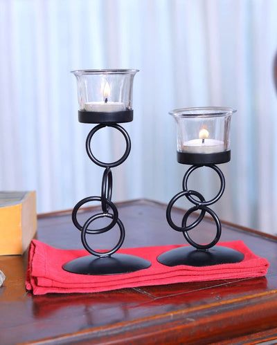 Tealight Candle Holder with Glass Holder | Pack of 2