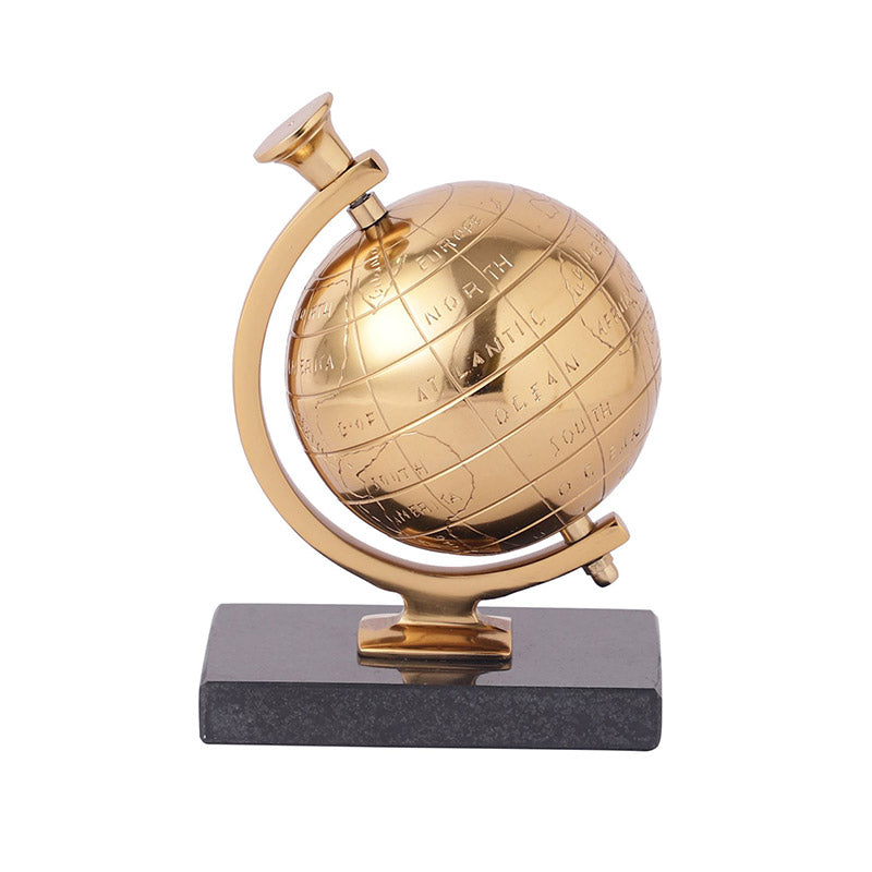 Miniature Metal Earth With Marble Base Showpiece | Multiple Colors Gold & Black