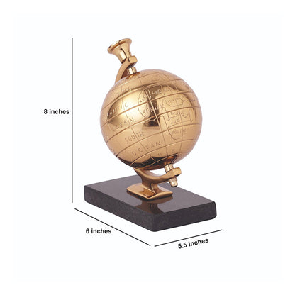 Miniature Metal Earth With Marble Base Showpiece | Multiple Colors Gold & Black