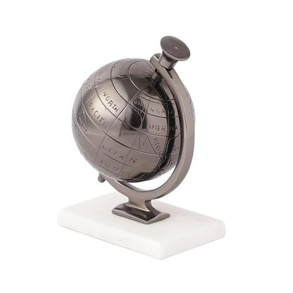 Miniature Metal Earth With Marble Base Showpiece | Multiple Colors Black & White