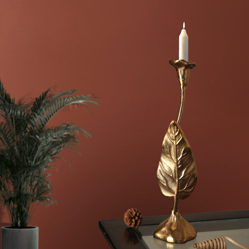 Medium Jules Leaf Candle Holder | Multiple Colors Gold