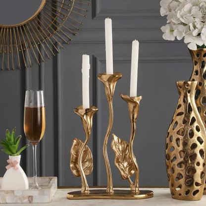 Triple Jules Candle Holder | Multiple Colors Gold