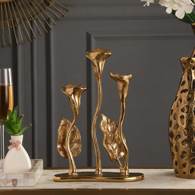 Triple Jules Candle Holder | Multiple Colors Gold