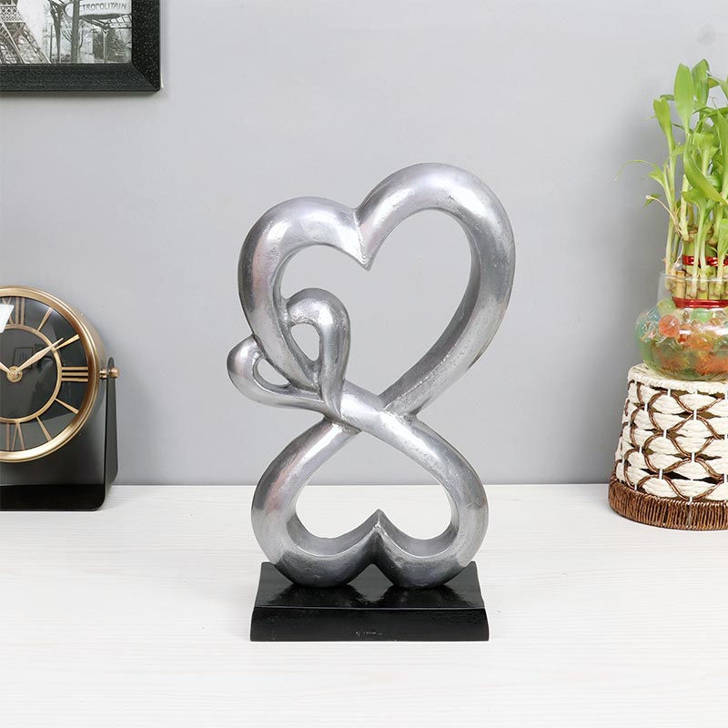 Aluminium Family Heart Small Sculpture | 7 x 4 x 13 inches