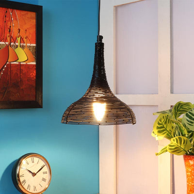 Shimmering Funnel Pendant Light Jet Black Finish Default Title