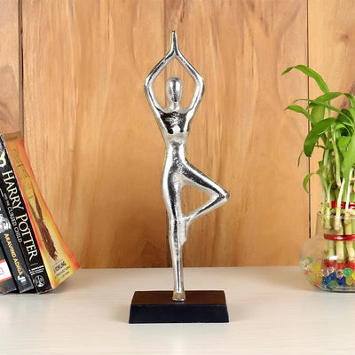 Aluminium Decorative Yoga Girl statue | 4 x 4 x 12 inches