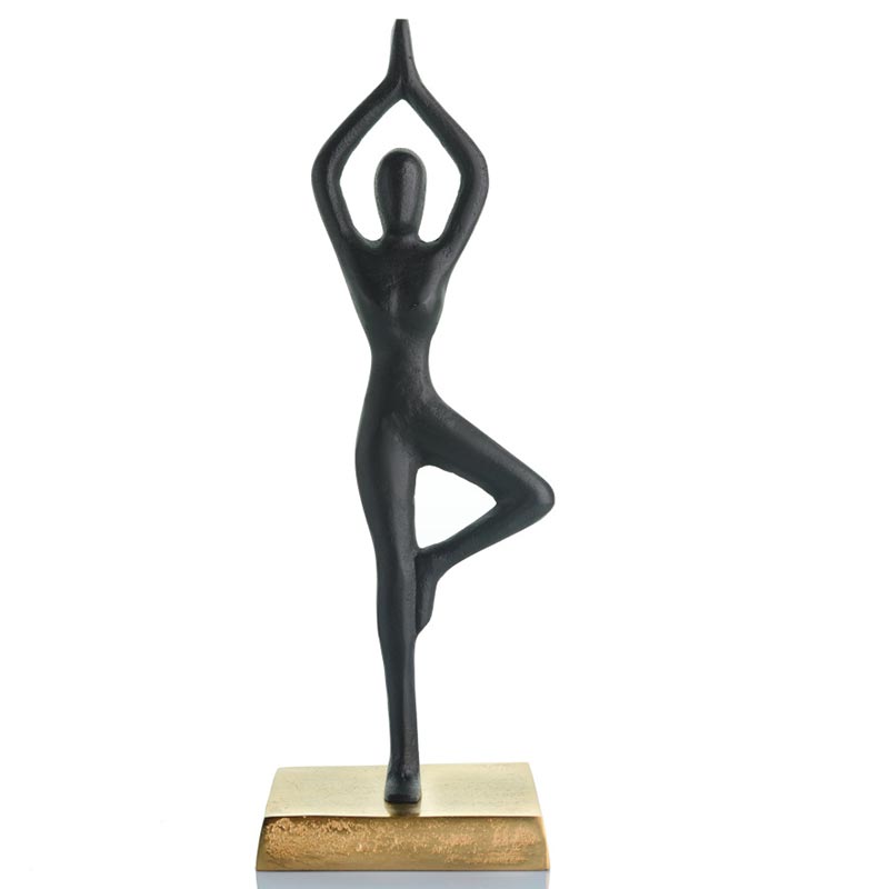 Aluminium Decorative Yoga Girl statue | 4 x 4 x 12 inches