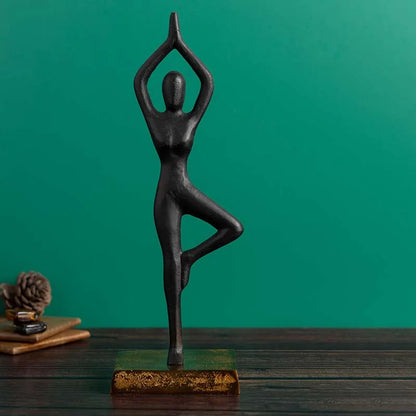 Aluminium Decorative Yoga Girl statue | 4 x 4 x 12 inches