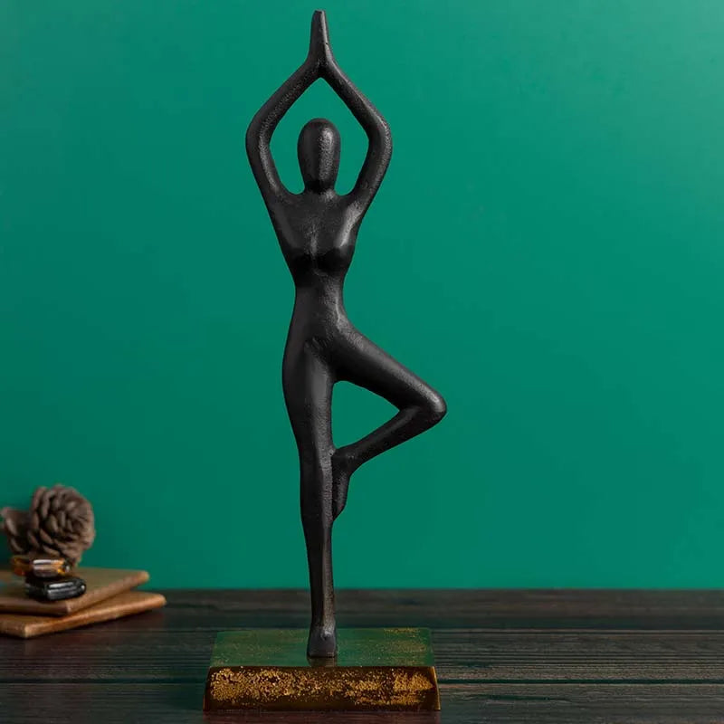 Aluminium Decorative Yoga Girl statue | 4 x 4 x 12 inches