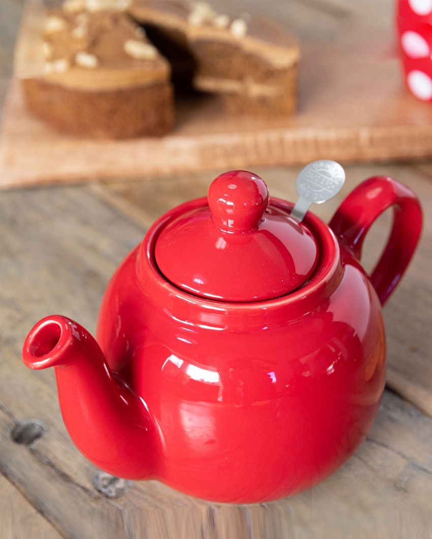 Red Cafetiere Ceramic Teapot