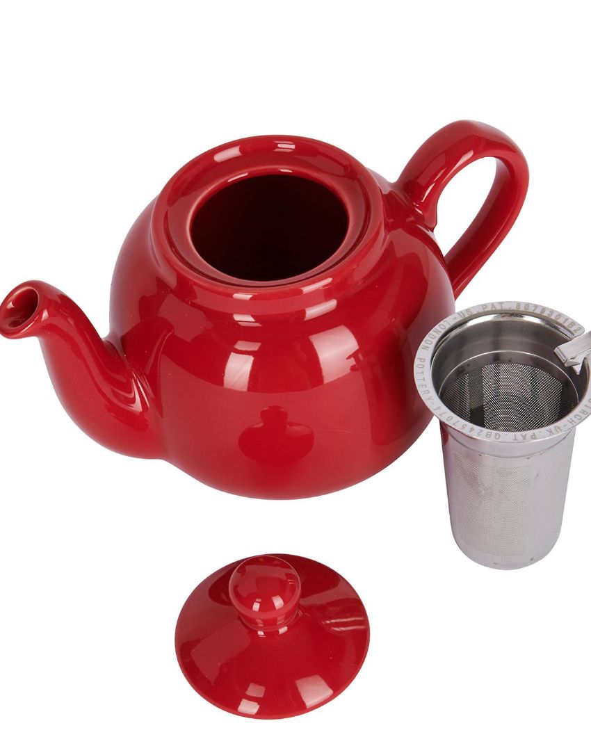 Red Cafetiere Ceramic Teapot