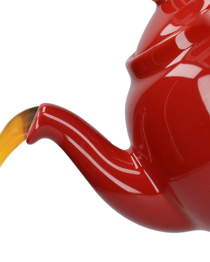 Red Cafetiere Ceramic Teapot