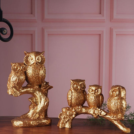 Choclo Premium Gold Fengshui Owl | Set Of 2 Default Title
