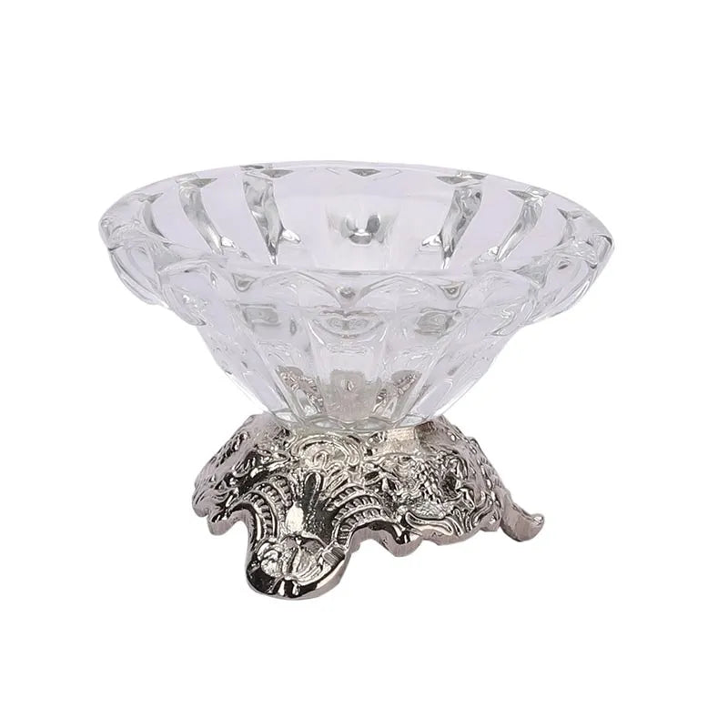 Three leg Glass Aluminium Aristrocrat's Bowl with Flower Glass | 5 x 3.5 inches