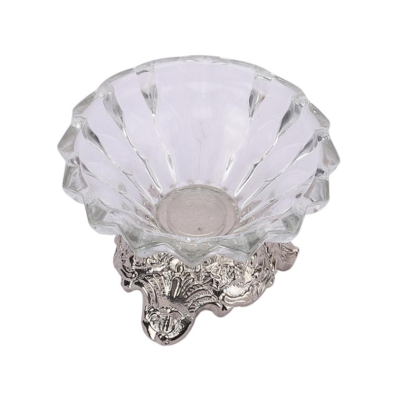 Three leg Glass Aluminium Aristrocrat's Bowl with Flower Glass | 5 x 3.5 inches