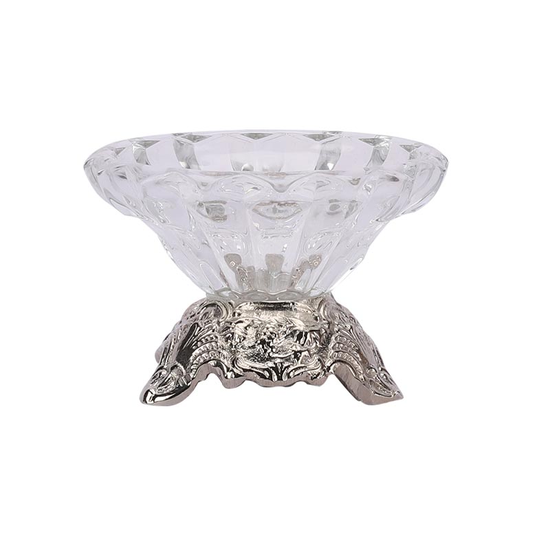 Three leg Glass Aluminium Aristrocrat's Bowl with Flower Glass | 5 x 3.5 inches