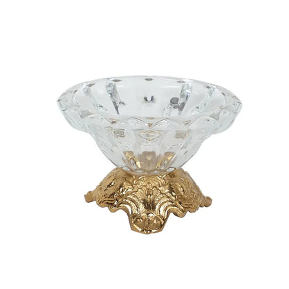 Three leg Glass Aluminium Aristrocrat's Bowl with Flower Glass | 5 x 3.5 inches