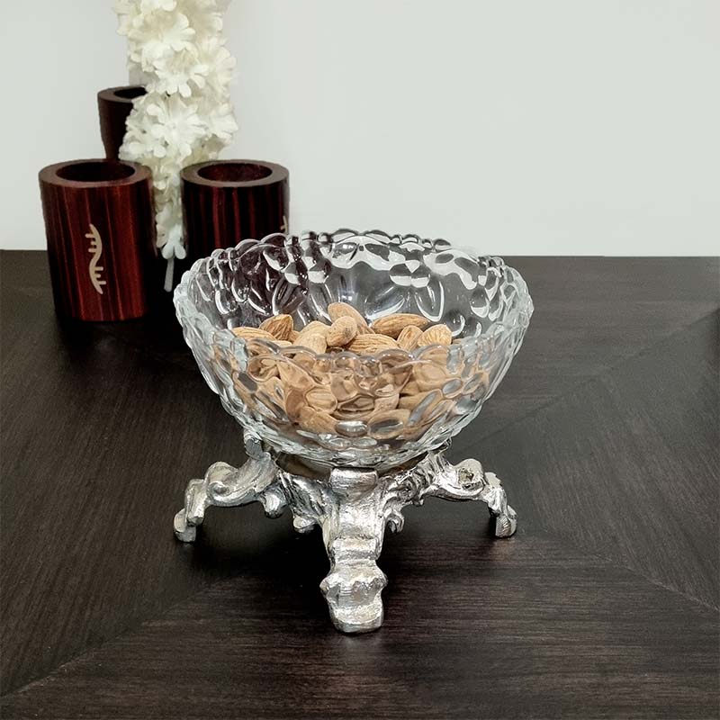 Four Legged Aristocrat's  Glass Aluminium Bowl | 5 x 4 inches