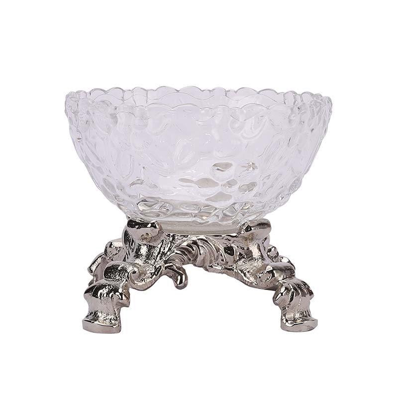 Four Legged Aristocrat's  Glass Aluminium Bowl | 5 x 4 inches