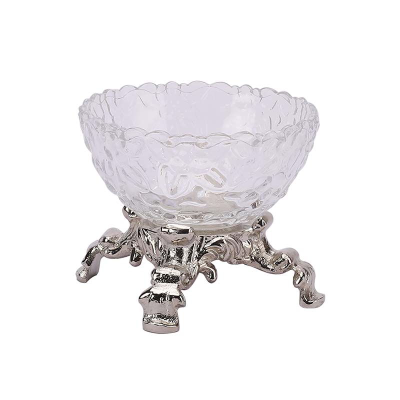 Four Legged Aristocrat's  Glass Aluminium Bowl | 5 x 4 inches