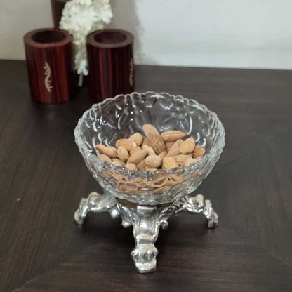 Four Legged Aristocrat's  Glass Aluminium Bowl | 5 x 4 inches