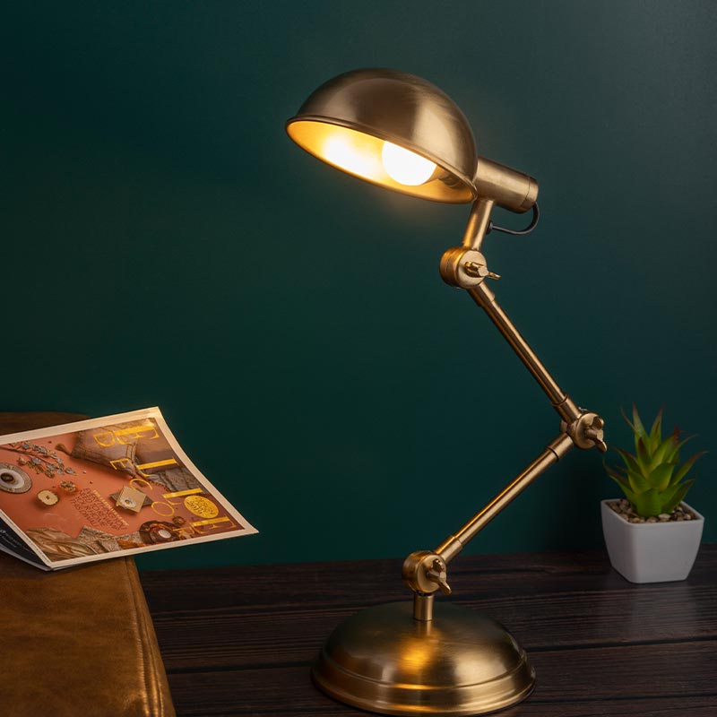 Fergal Poulsen Gold Antique Brass Finish Table Lamp Default Title