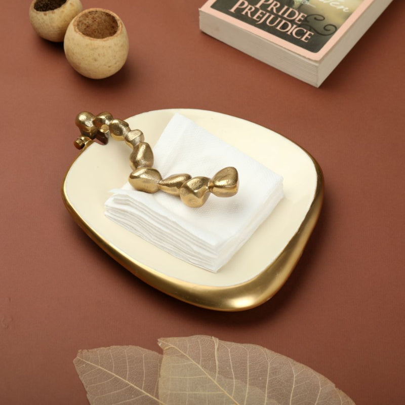 Modern Napkin Holder | Multiple Colors Ivory & Gold