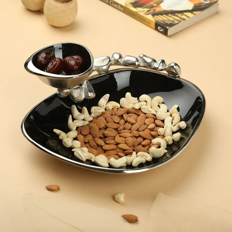 Serving Chip & Dip Platter | Multiple Colors Black & Silver