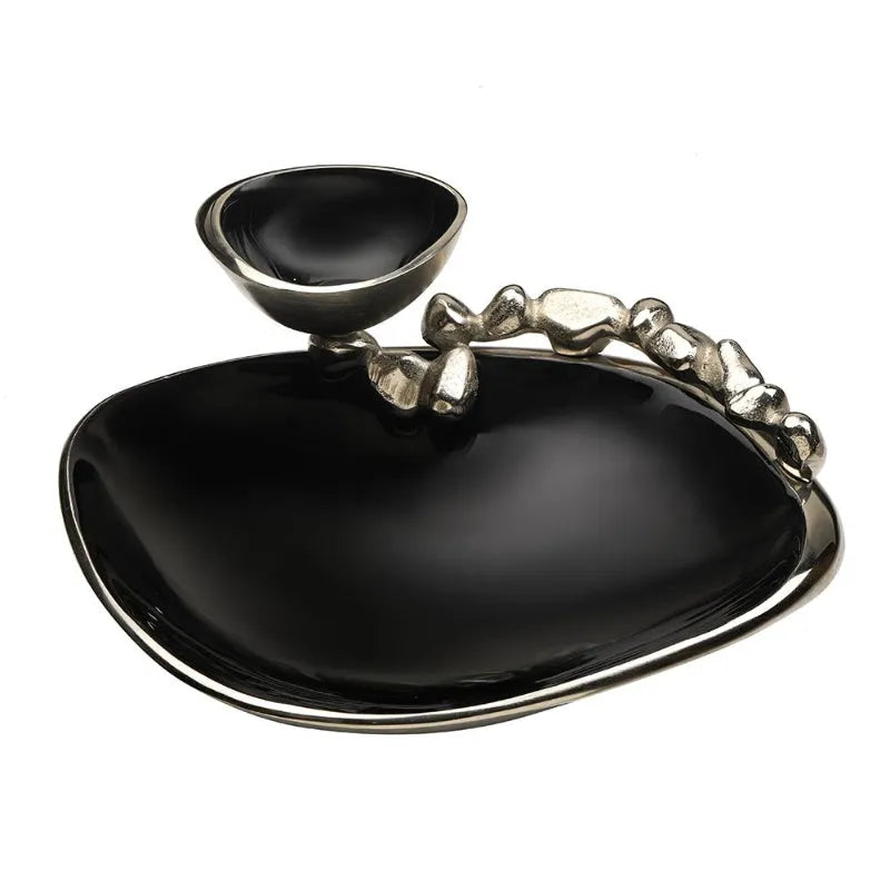 Serving Chip & Dip Platter | Multiple Colors Black & Silver