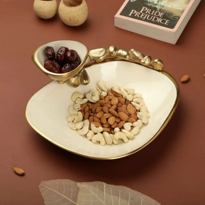 Serving Chip & Dip Platter | Multiple Colors Ivory & Gold