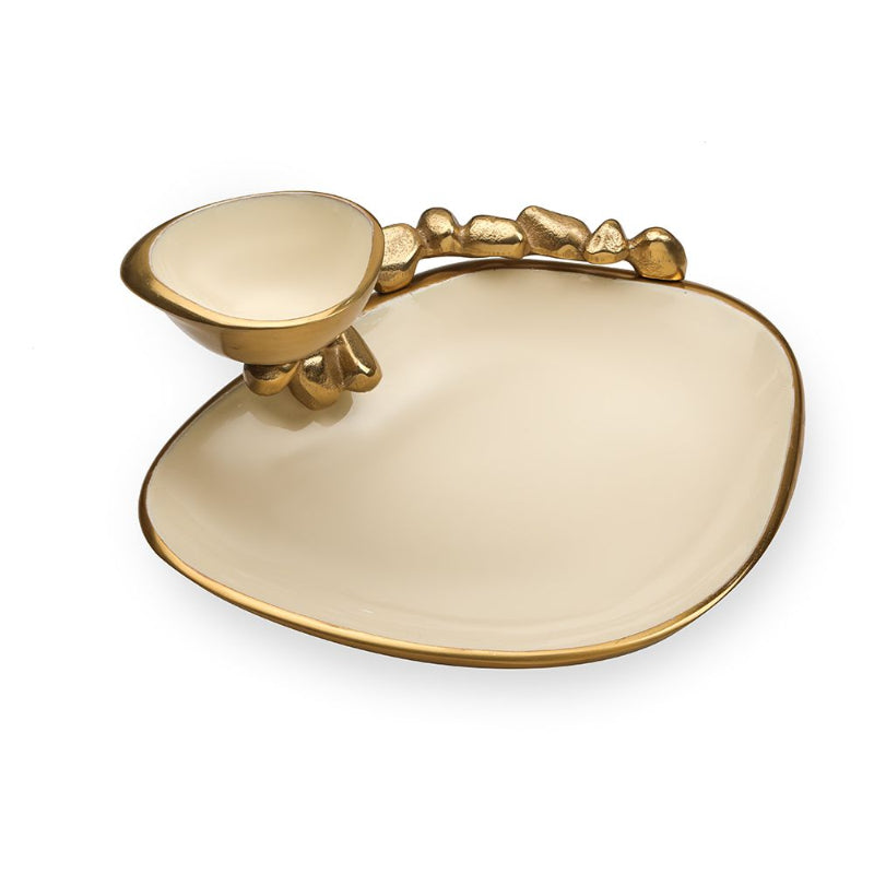 Serving Chip & Dip Platter | Multiple Colors Ivory & Gold