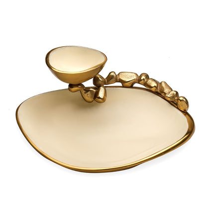 Serving Chip & Dip Platter | Multiple Colors Ivory & Gold