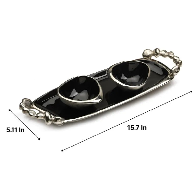 Serving Tray & Bowls Set | Multiple Colors Black & Silver