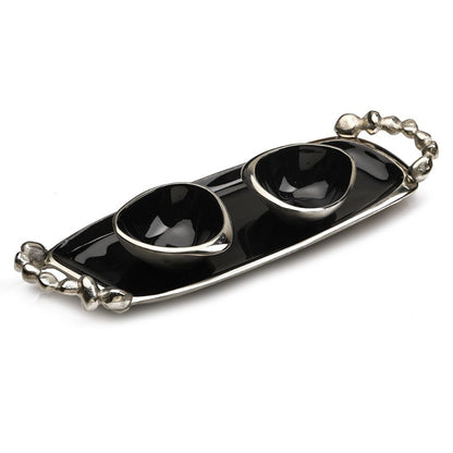 Serving Tray & Bowls Set | Multiple Colors Black & Silver