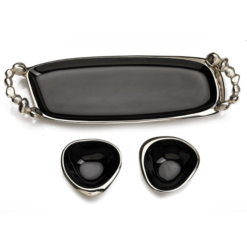 Serving Tray & Bowls Set | Multiple Colors Black & Silver