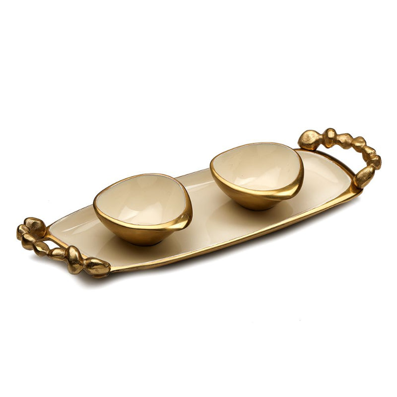 Serving Tray & Bowls Set | Multiple Colors Ivory & Gold