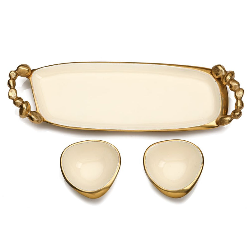 Serving Tray & Bowls Set | Multiple Colors Ivory & Gold