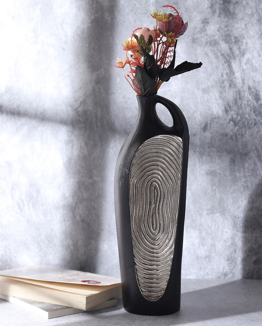 Alloy Art Aluminum Vase | 4x13 inches Black & Silver