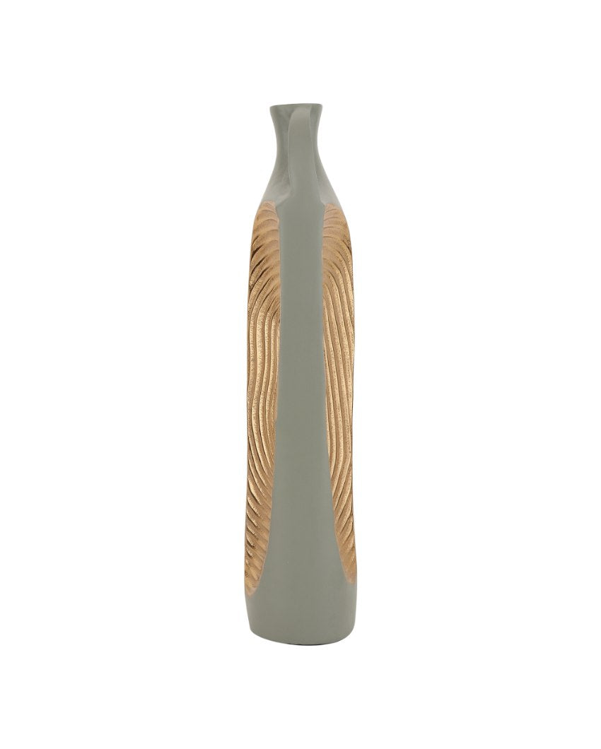 Alloy Art Aluminum Vase | 4x13 inches Green & Gold