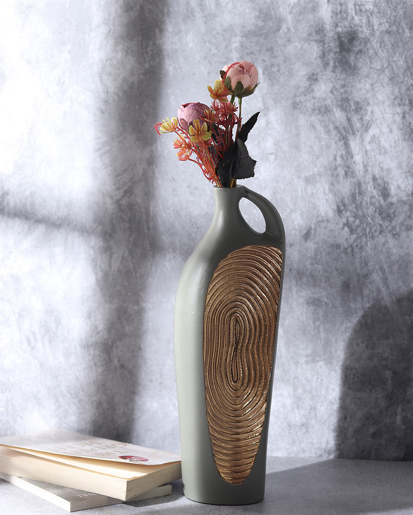 Alloy Art Aluminum Vase | 4x13 inches Green & Gold