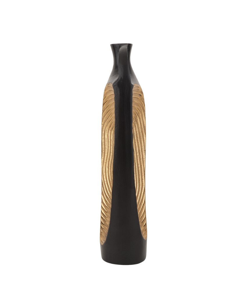 Alloy Art Aluminum Vase | 4x13 inches Black & Gold